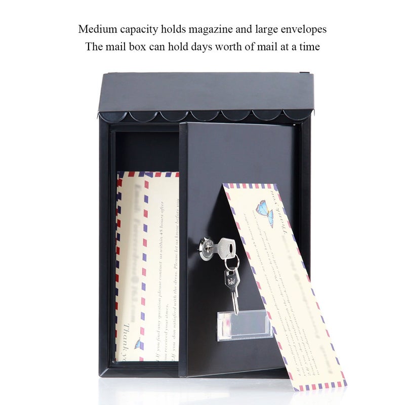 Jssmst Mailboxes Wall Mount with Key Lock â€“ Small Metal Mailboxes Horizontal, 12.4 x 8.3 x 3.05 Inch, Black New - Image 3